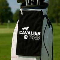 Cavalier Dad Funny Cute Dog Owner Adopt Rescue Fathers Day Gift Golf Towel thumb 2