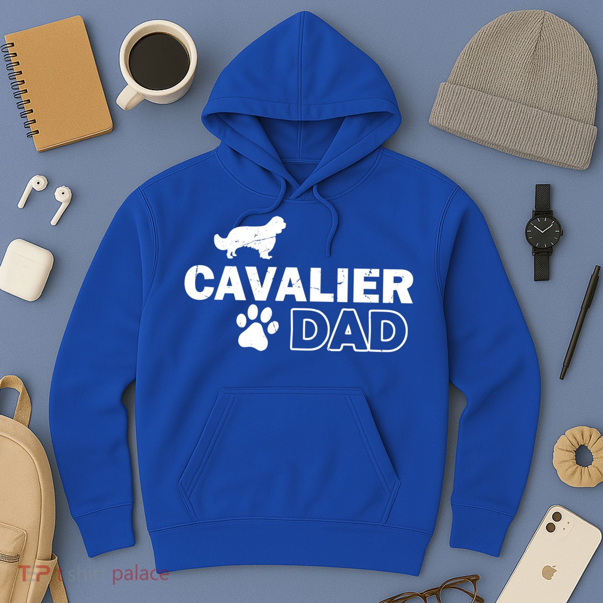 Cavalier Dad Funny Cute Dog Owner Adopt Rescue Fathers Day Gift Hoodie