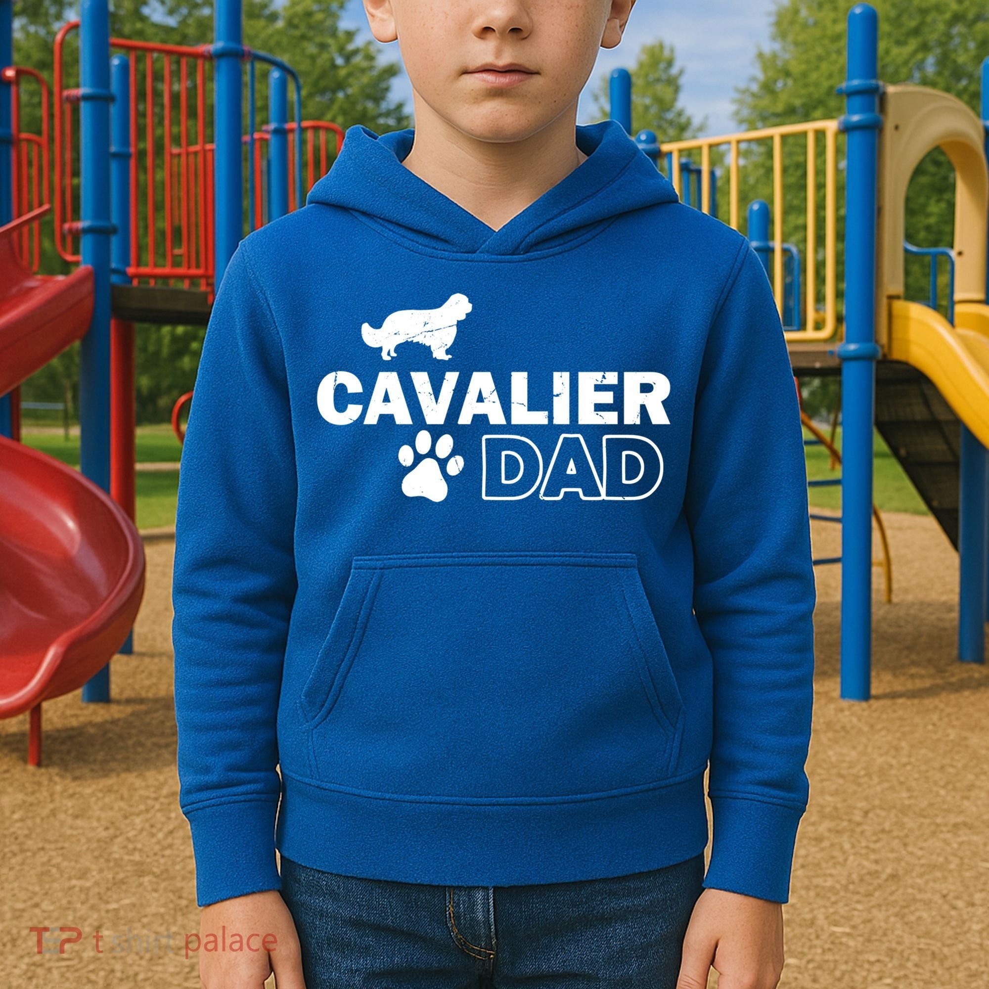 Cavalier Dad Funny Cute Dog Owner Adopt Rescue Fathers Day Gift Kids Hoodie