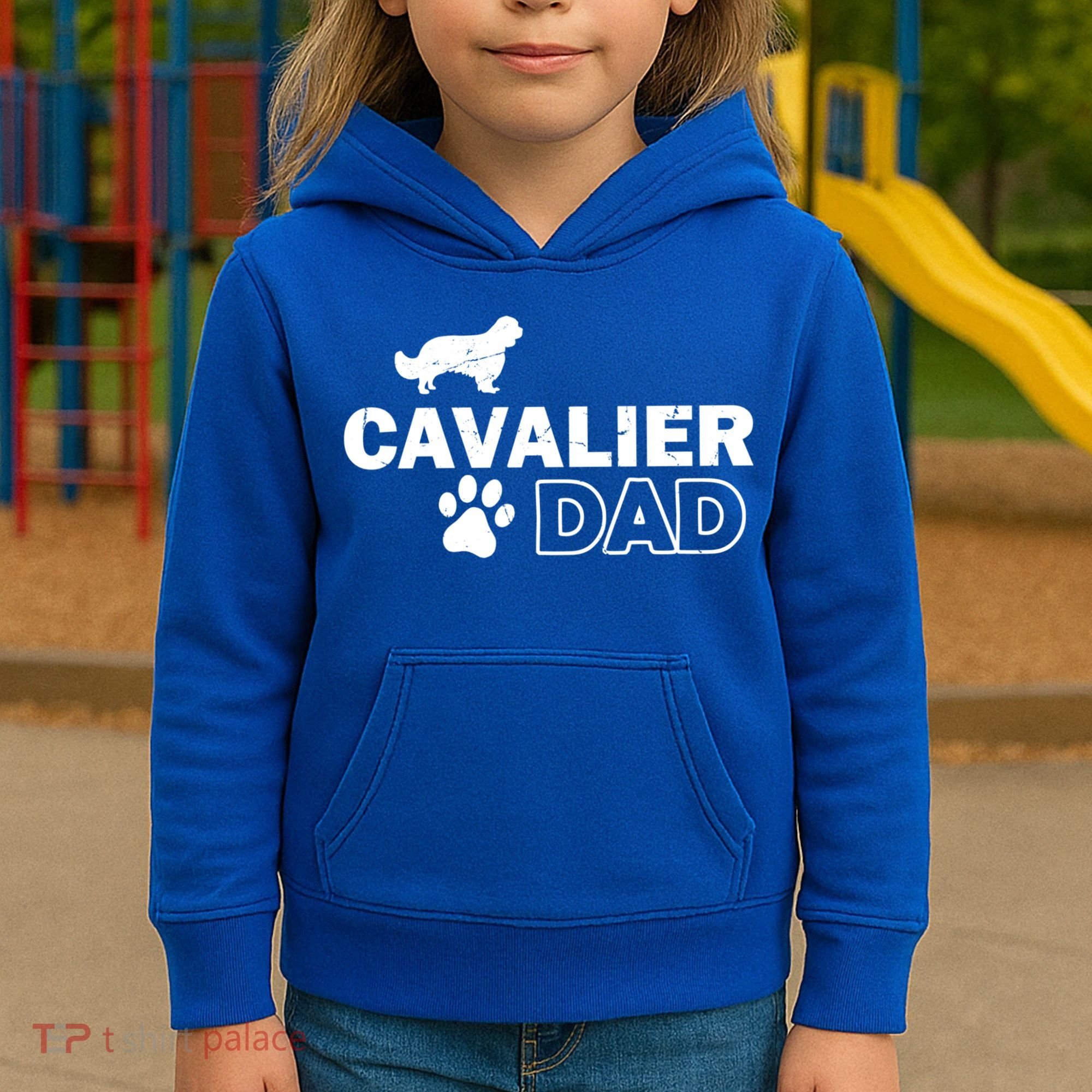 Cavalier Dad Funny Cute Dog Owner Adopt Rescue Fathers Day Gift Kids Hoodie
