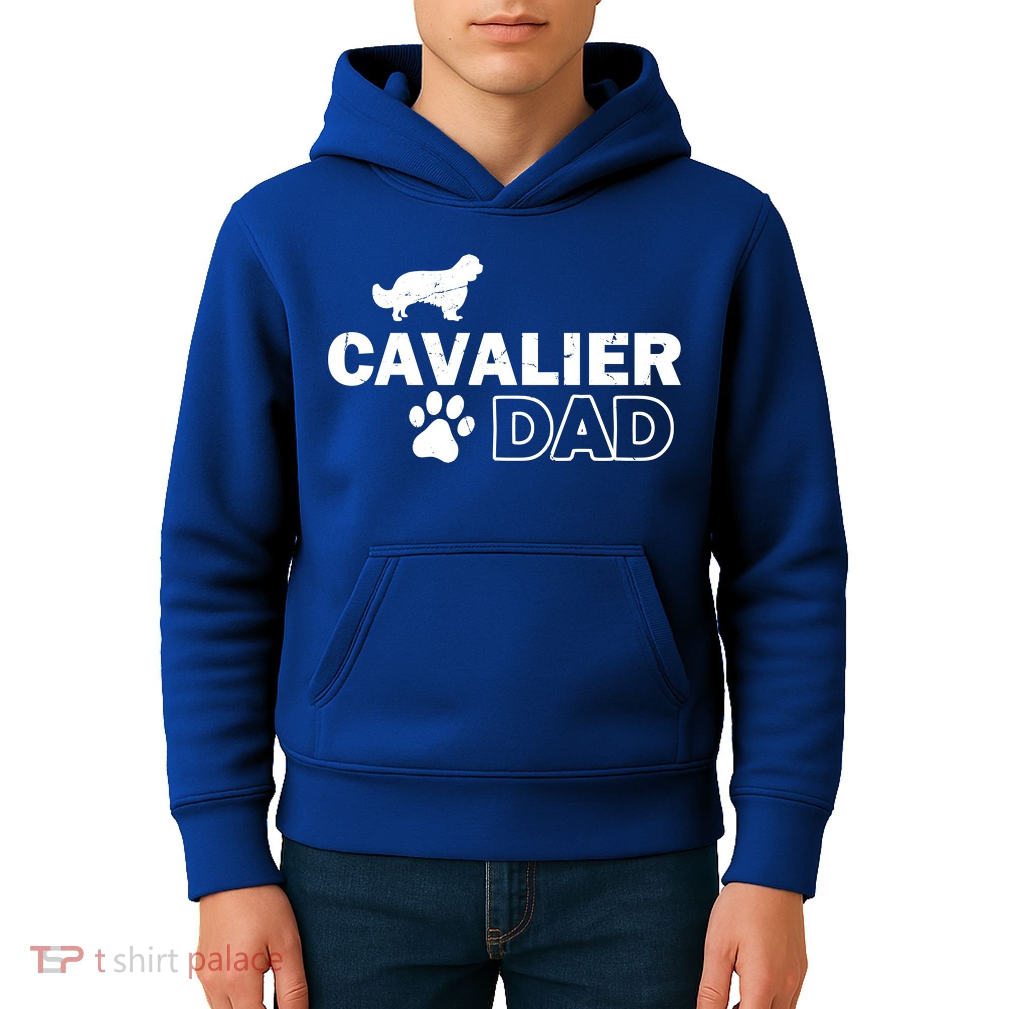 Cavalier Dad Funny Cute Dog Owner Adopt Rescue Fathers Day Gift Kids Hoodie