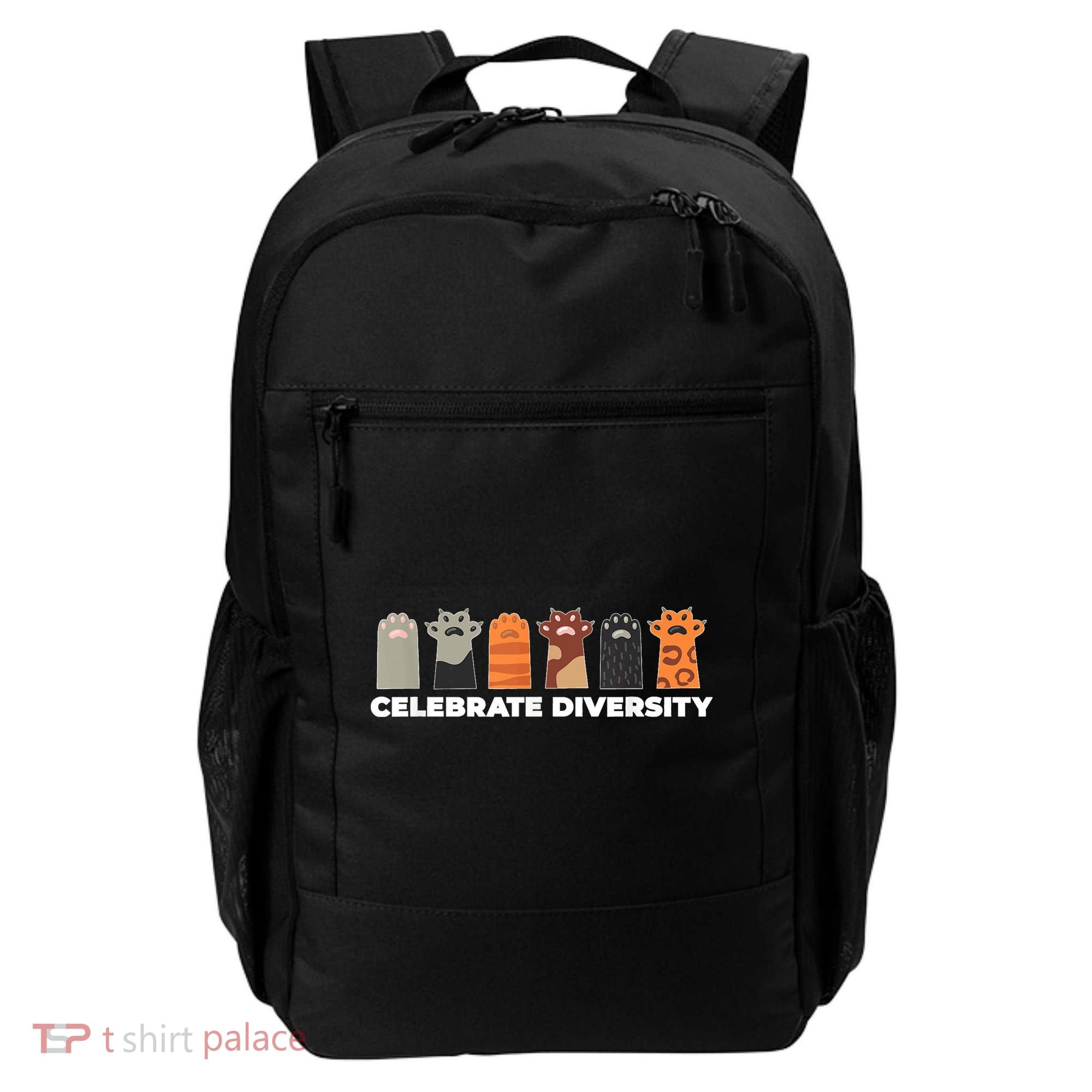 Celebrate Diversity Funny Cat Owner Gift For Cat Lover Paws Backpack