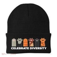 Celebrate Diversity Funny Cat Owner Gift For Cat Lover Paws Beanie thumb 0