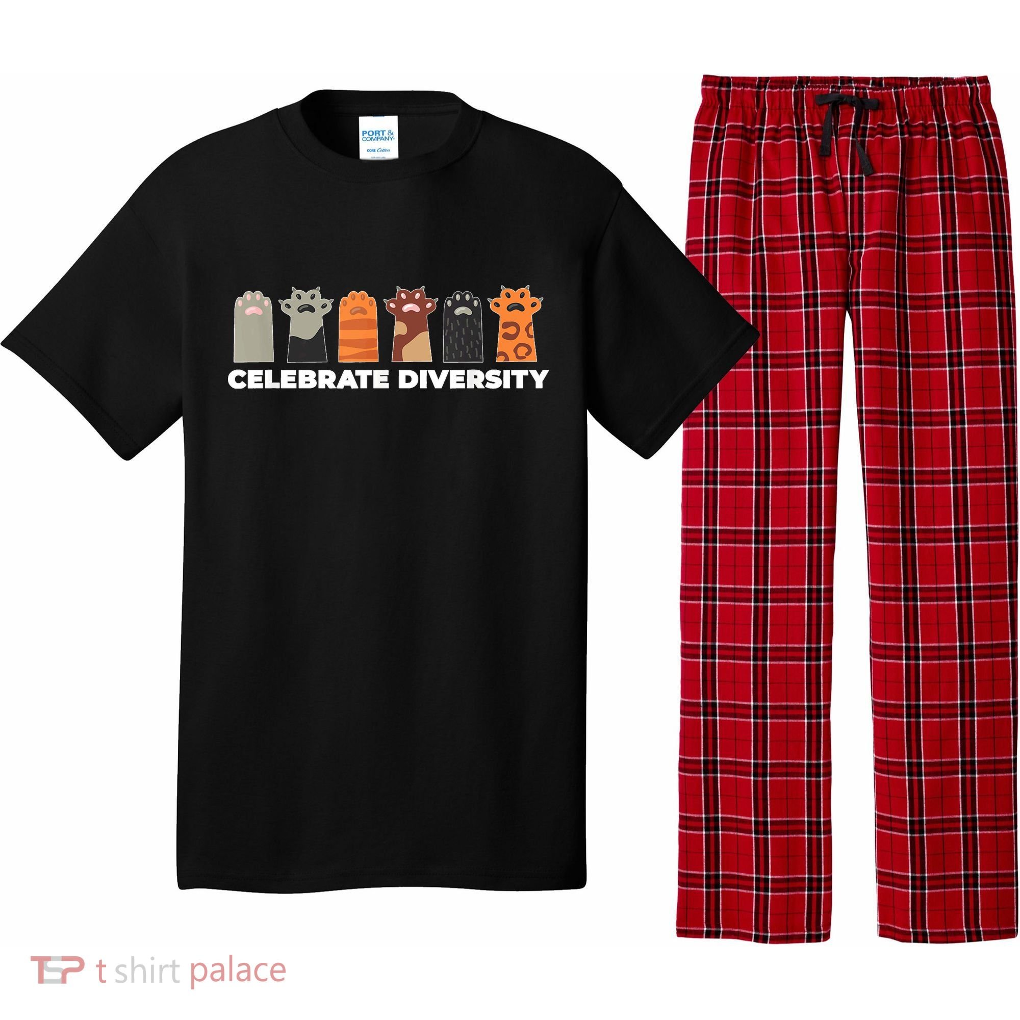 Celebrate Diversity Funny Cat Owner Gift For Cat Lover Paws Pajama Set