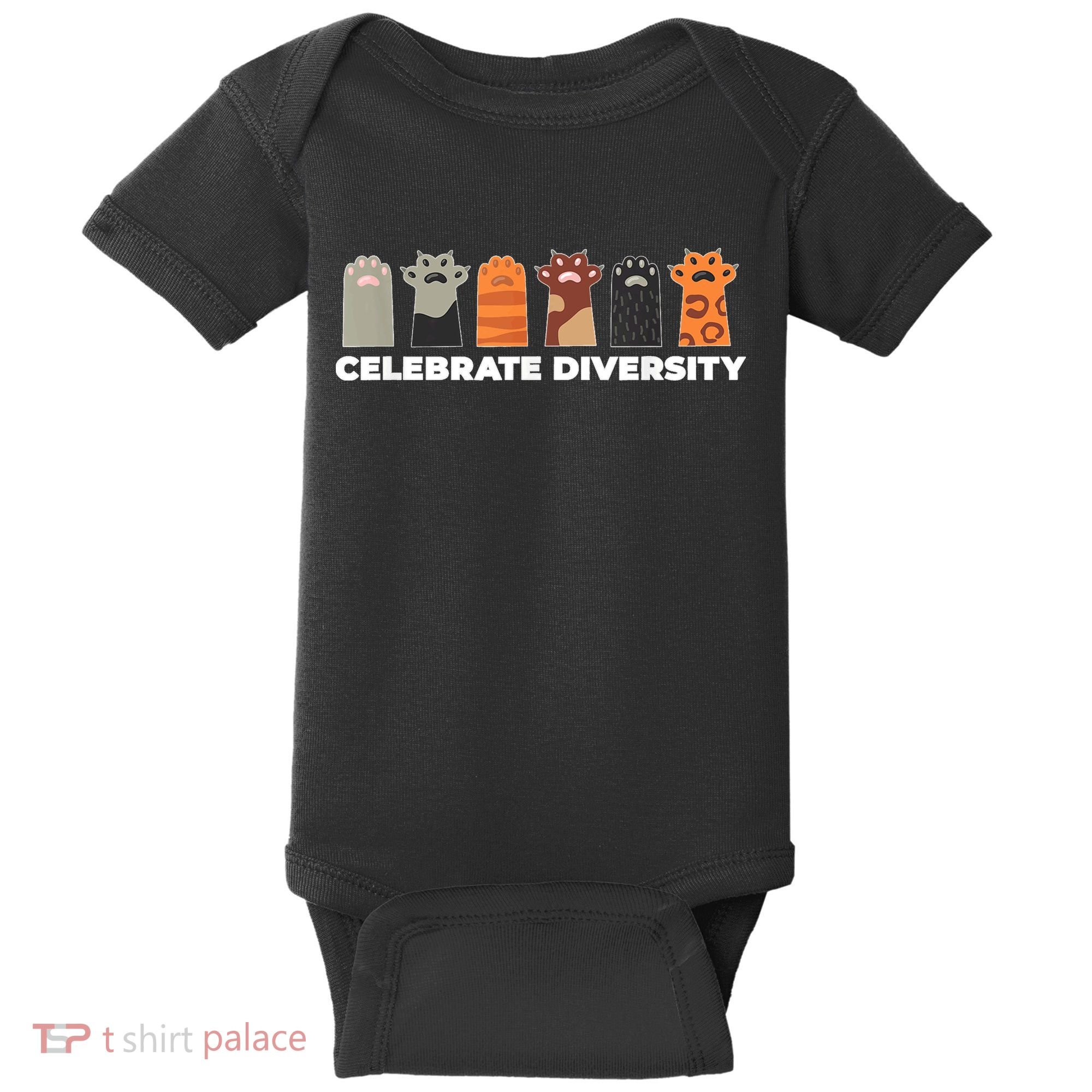 Celebrate Diversity Funny Cat Owner Gift For Cat Lover Paws Baby Bodysuit