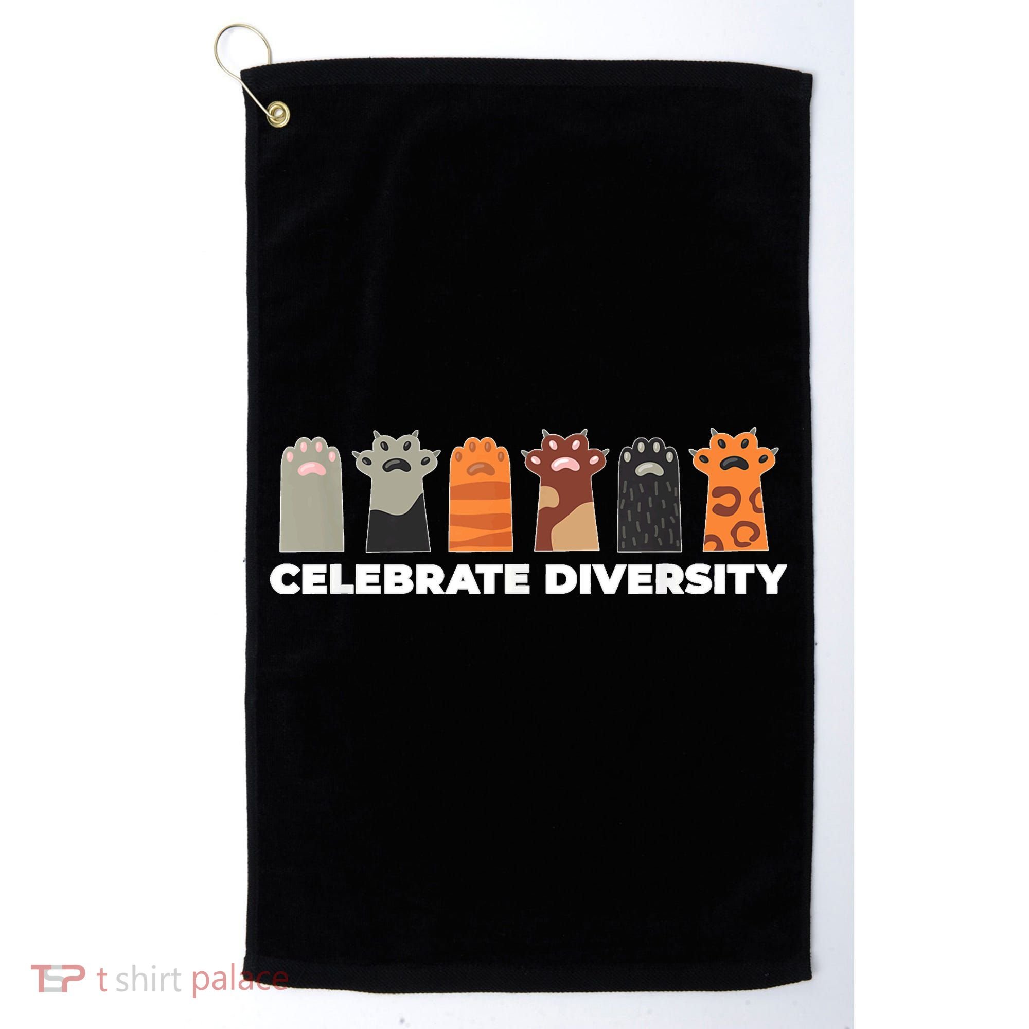 Celebrate Diversity Funny Cat Owner Gift For Cat Lover Paws Golf Towel