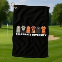Celebrate Diversity Funny Cat Owner Gift For Cat Lover Paws Golf Towel thumb 1