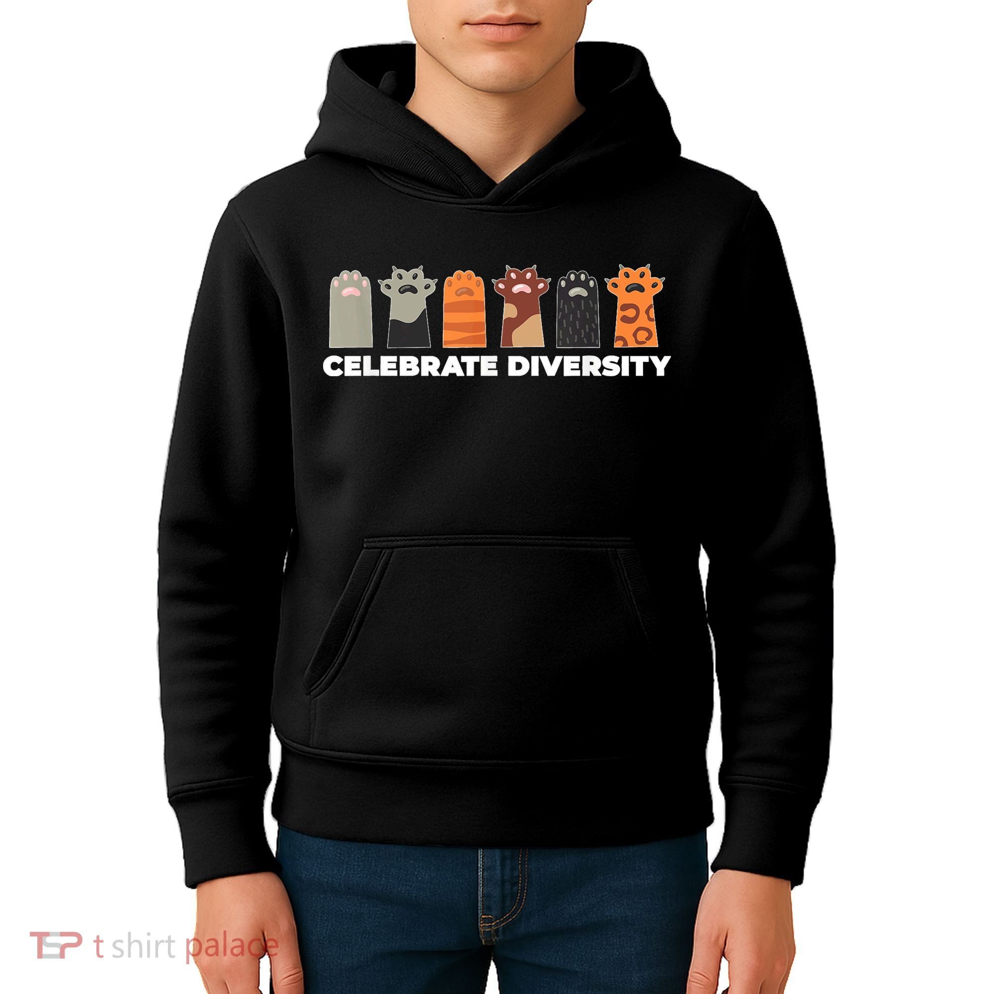 Celebrate Diversity Funny Cat Owner Gift For Cat Lover Paws Kids Hoodie