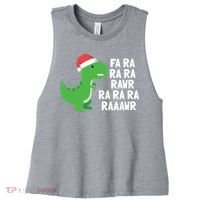 Christmas Dinosaur Fa Ra Rawr Trex Gift Women's Racerback Cropped Tank thumb 0