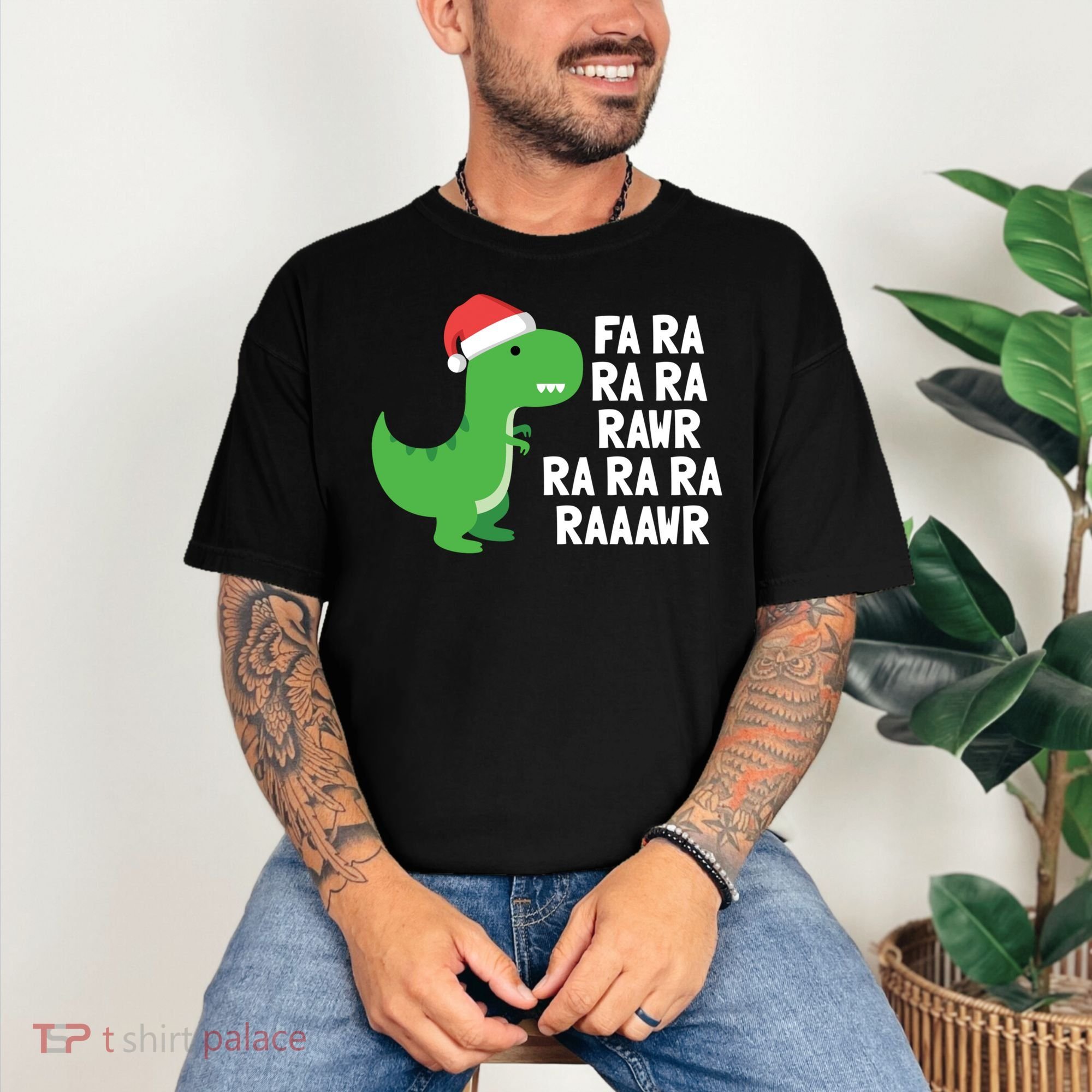 Christmas Dinosaur Fa Ra Rawr Trex Gift Comfort Colors T-Shirt