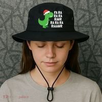 Christmas Dinosaur Fa Ra Rawr Trex Gift Bucket Hat thumb 3