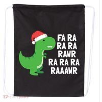 Christmas Dinosaur Fa Ra Rawr Trex Gift Drawstring Bag thumb 0
