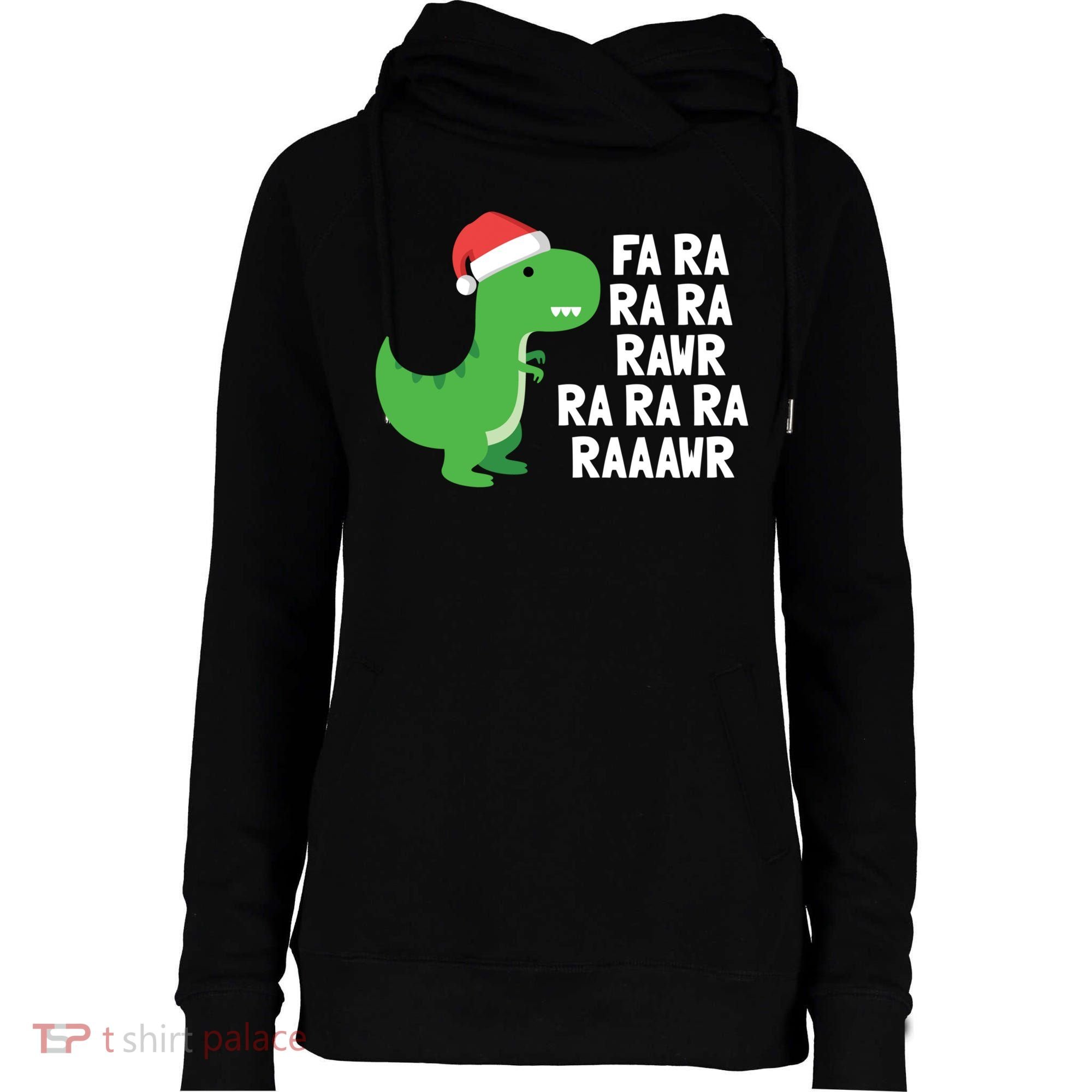Christmas Dinosaur Fa Ra Rawr Trex Gift Womens Funnel Neck Pullover Hood