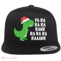 Christmas Dinosaur Fa Ra Rawr Trex Gift Flat Bill Trucker Hat thumb 0