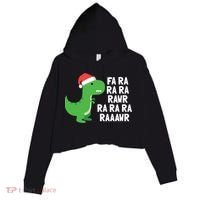Christmas Dinosaur Fa Ra Rawr Trex Gift Crop Fleece Hoodie thumb 0