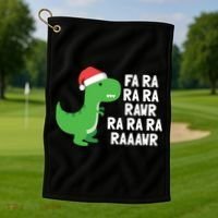 Christmas Dinosaur Fa Ra Rawr Trex Gift Golf Towel thumb 1