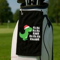 Christmas Dinosaur Fa Ra Rawr Trex Gift Golf Towel thumb 2