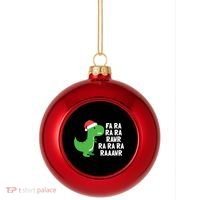 Christmas Dinosaur Fa Ra Rawr Trex Gift Plastic Christmas Ball Ornament thumb 0
