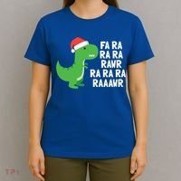 Christmas Dinosaur Fa Ra Rawr Trex Gift T-Shirt thumb 4