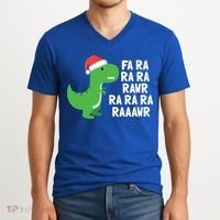 Christmas Dinosaur Fa Ra Rawr Trex Gift V-Neck T-Shirt thumb 2