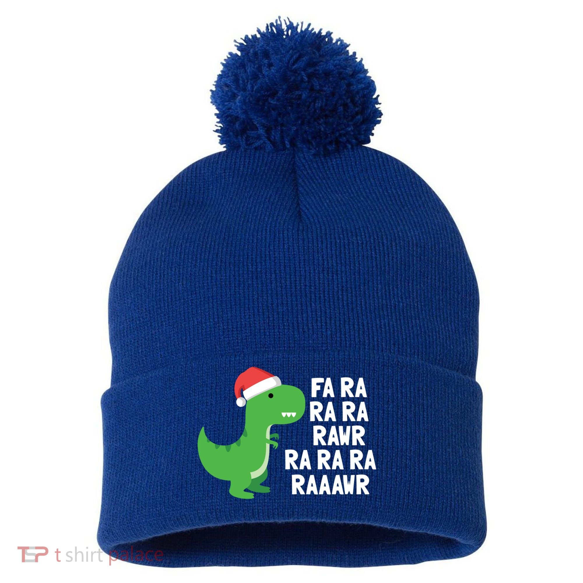 Christmas Dinosaur Fa Ra Rawr Trex Gift Pom Pom 12in Knit Beanie