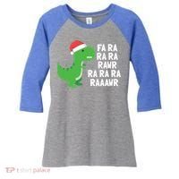 Christmas Dinosaur Fa Ra Rawr Trex Gift Women's Tri-Blend 3/4-Sleeve Raglan Shirt thumb 0