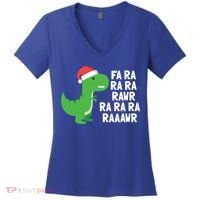 Christmas Dinosaur Fa Ra Rawr Trex Gift Women's V-Neck T-Shirt thumb 0
