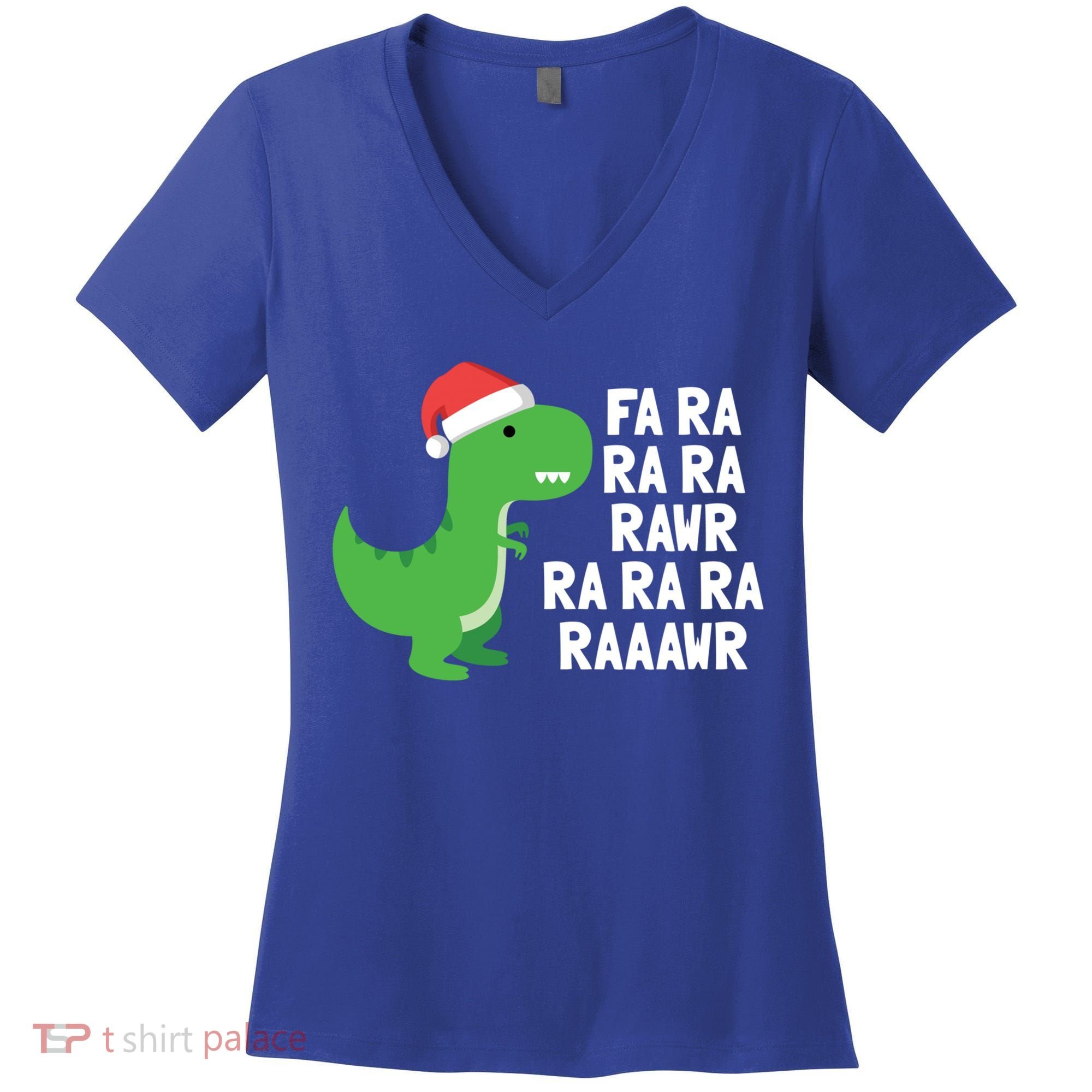 Christmas Dinosaur Fa Ra Rawr Trex Gift Women's V-Neck T-Shirt