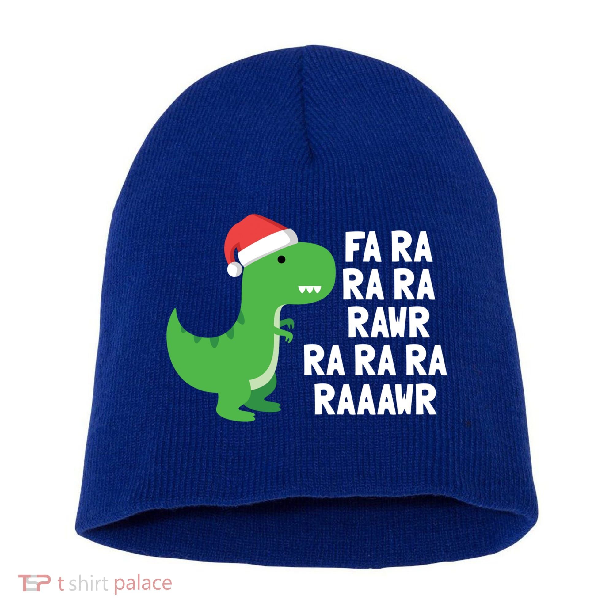 Christmas Dinosaur Fa Ra Rawr Trex Gift Short Acrylic Beanie