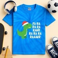 Christmas Dinosaur Fa Ra Rawr Trex Gift Kids Tie-Dye T-Shirt thumb 2