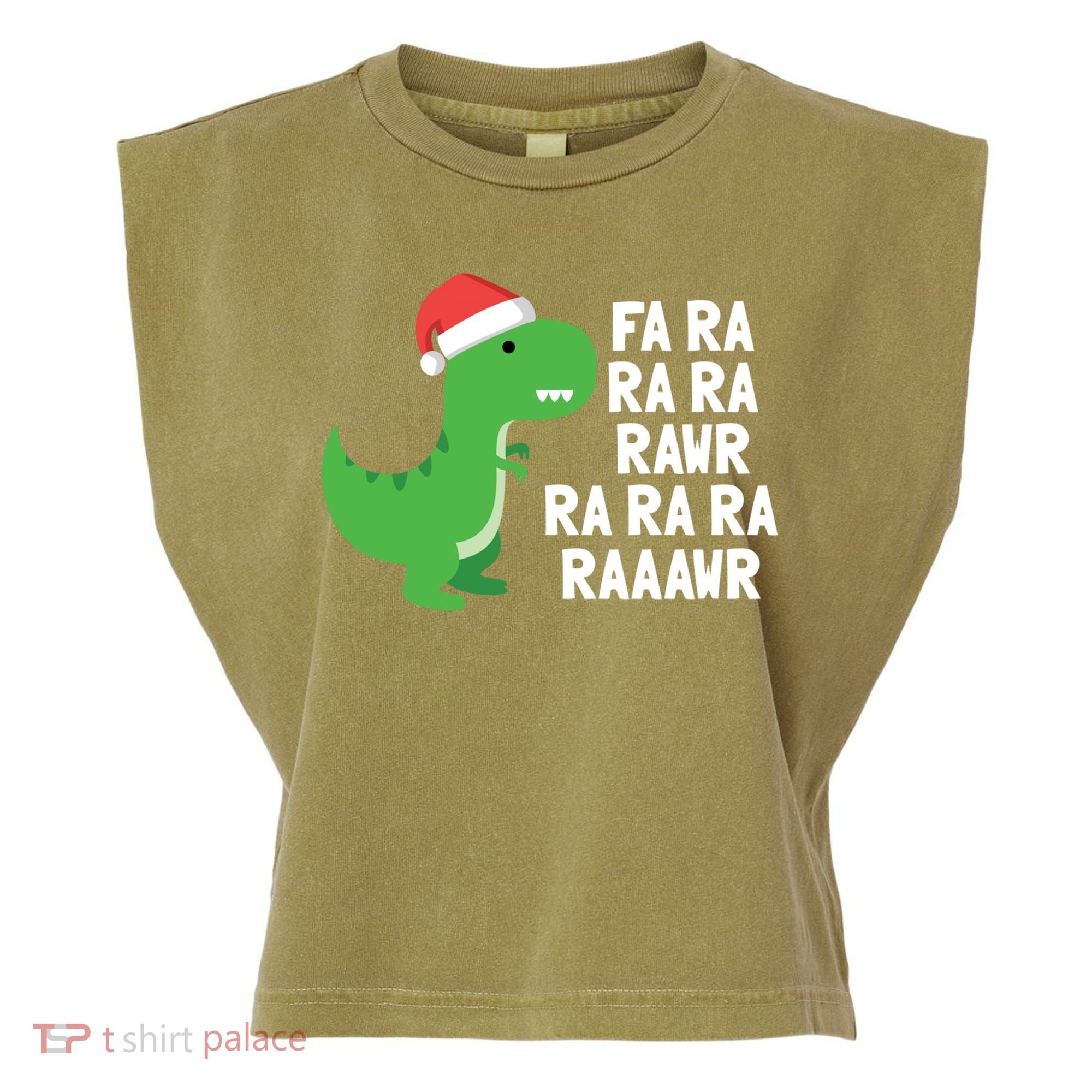 Christmas Dinosaur Fa Ra Rawr Trex Gift Garment-Dyed Women's Muscle Tee