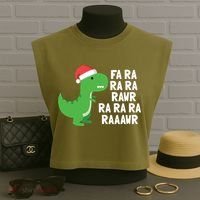 Christmas Dinosaur Fa Ra Rawr Trex Gift Garment-Dyed Women's Muscle Tee thumb 3