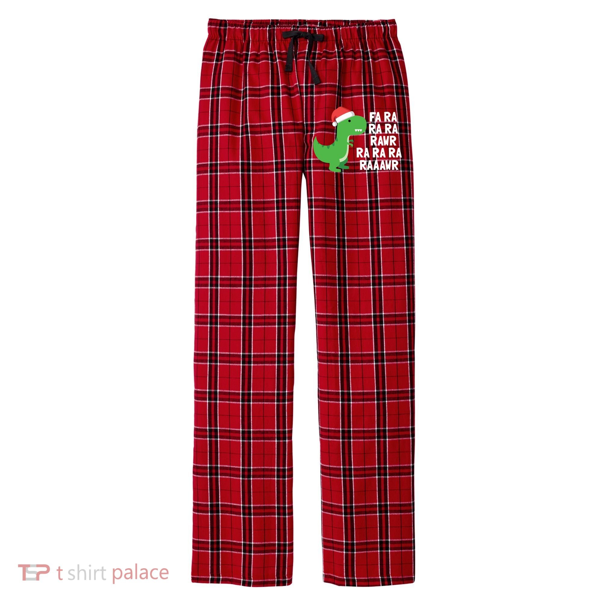 Christmas Dinosaur Fa Ra Rawr Trex Gift Men's Flannel Plaid Pajama Pants