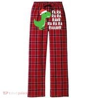 Christmas Dinosaur Fa Ra Rawr Trex Gift Women's Flannel Plaid Pajama Pants thumb 0