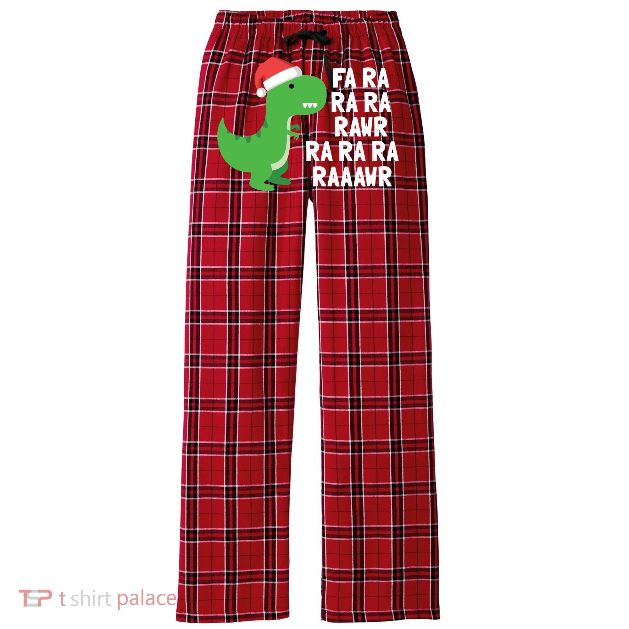 Christmas Dinosaur Fa Ra Rawr Trex Gift Women's Flannel Plaid Pajama Pants