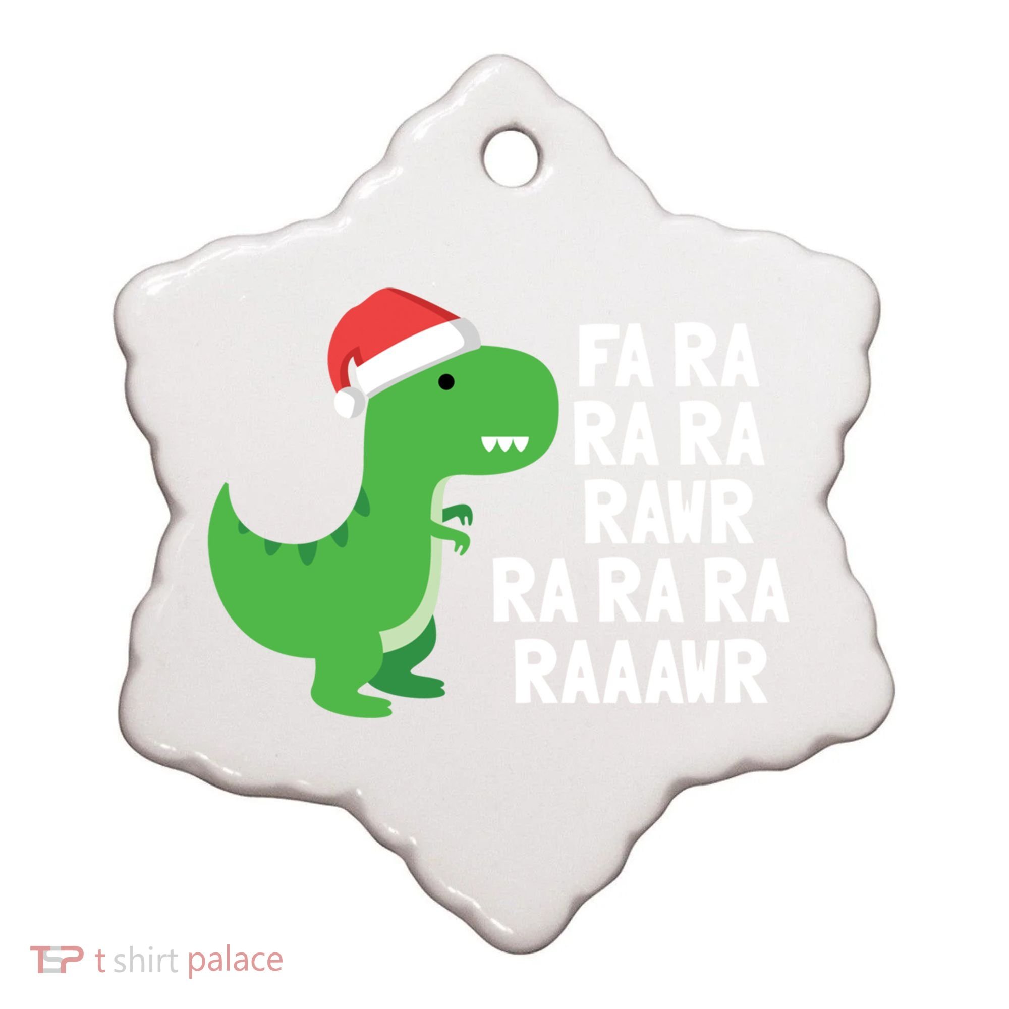 Christmas Dinosaur Fa Ra Rawr Trex Gift Ceramic Ornament