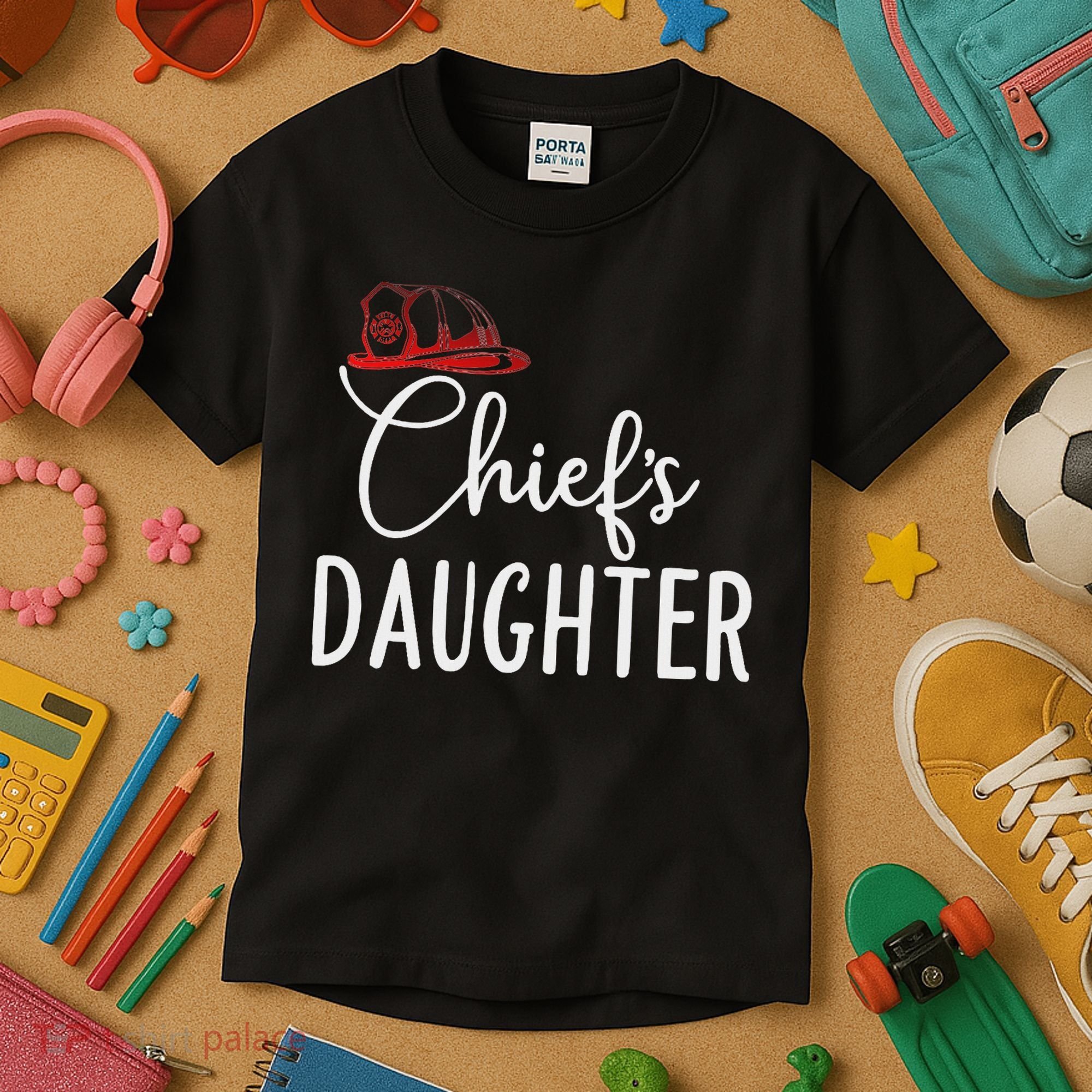 Chief's Daughter Firefighter Gifts For Fire Chief’s Girl Kids T-Shirt
