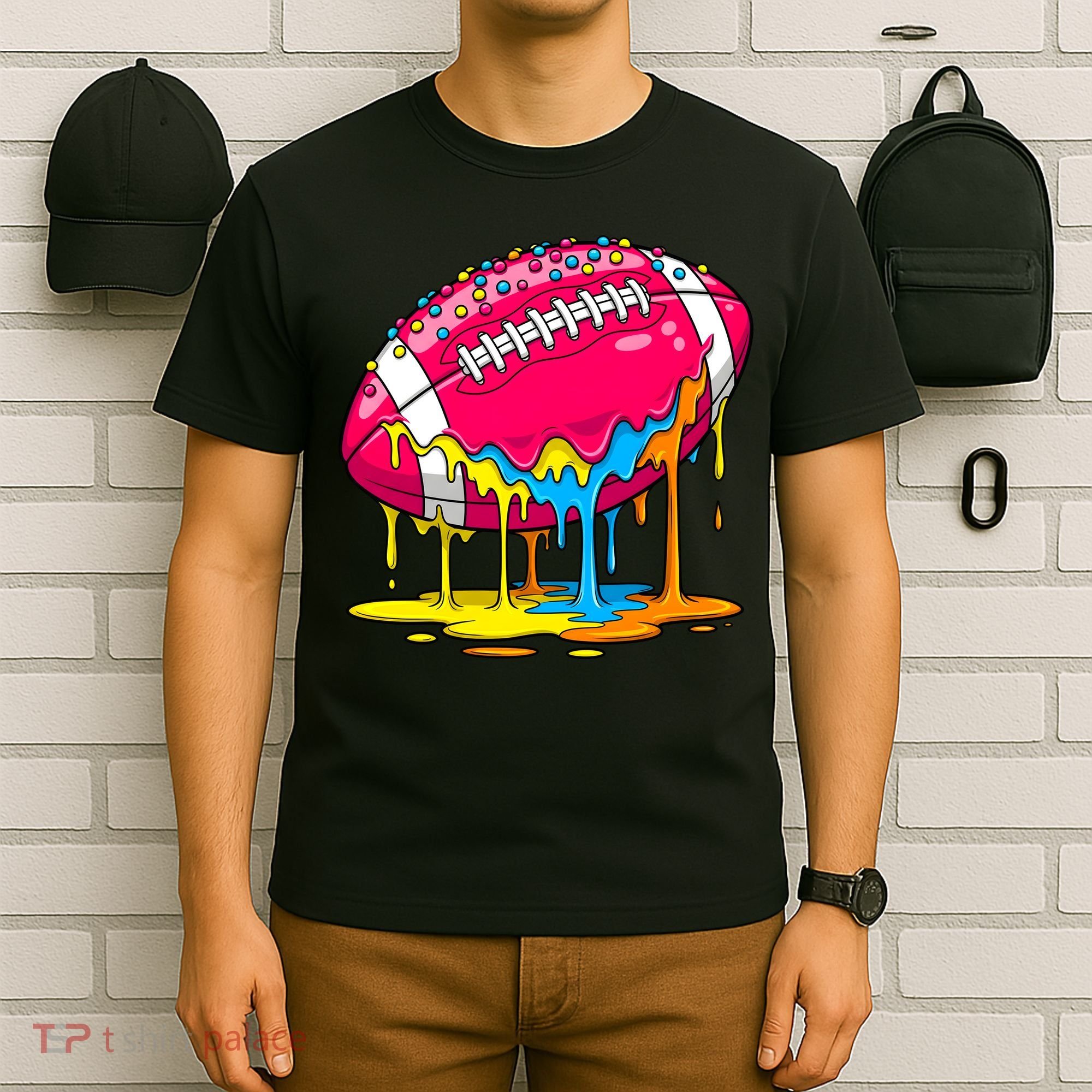 Colorful Dripping Football Drip T-Shirt