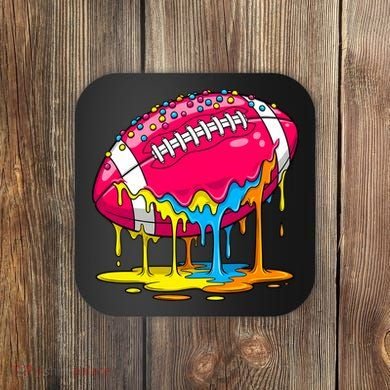Colorful Dripping Football Drip Coaster