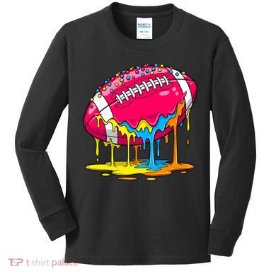 Colorful Dripping Football Drip Kids Long Sleeve Shirt