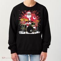 Christmas Drummer Funny Santa Claus On Drums For Music Lover Women's Sweatshirt thumb 0