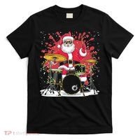 Christmas Drummer Funny Santa Claus On Drums For Music Lover T-Shirt thumb 0
