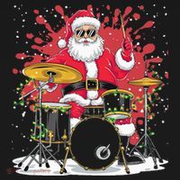 Christmas Drummer Funny Santa Claus On Drums For Music Lover Women's Hoodie thumb 2