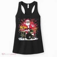 Christmas Drummer Funny Santa Claus On Drums For Music Lover Women's Tank Top thumb 0