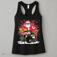 Christmas Drummer Funny Santa Claus On Drums For Music Lover Women's Tank Top thumb 3