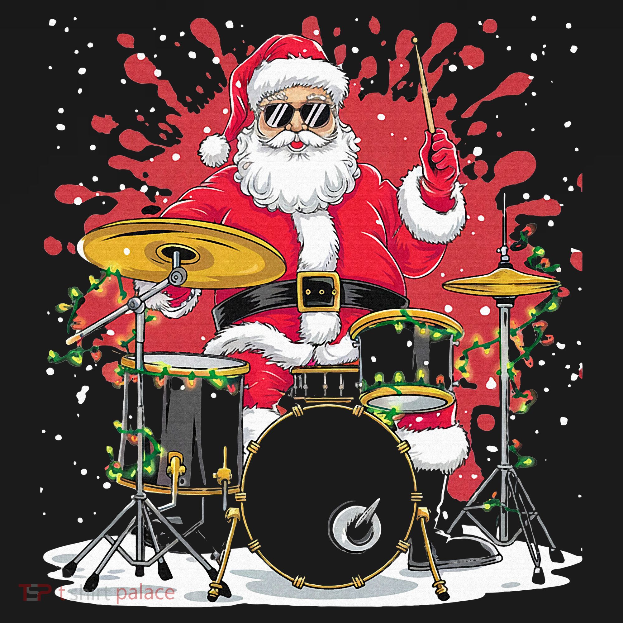Christmas Drummer Funny Santa Claus On Drums For Music Lover Women's Tank Top