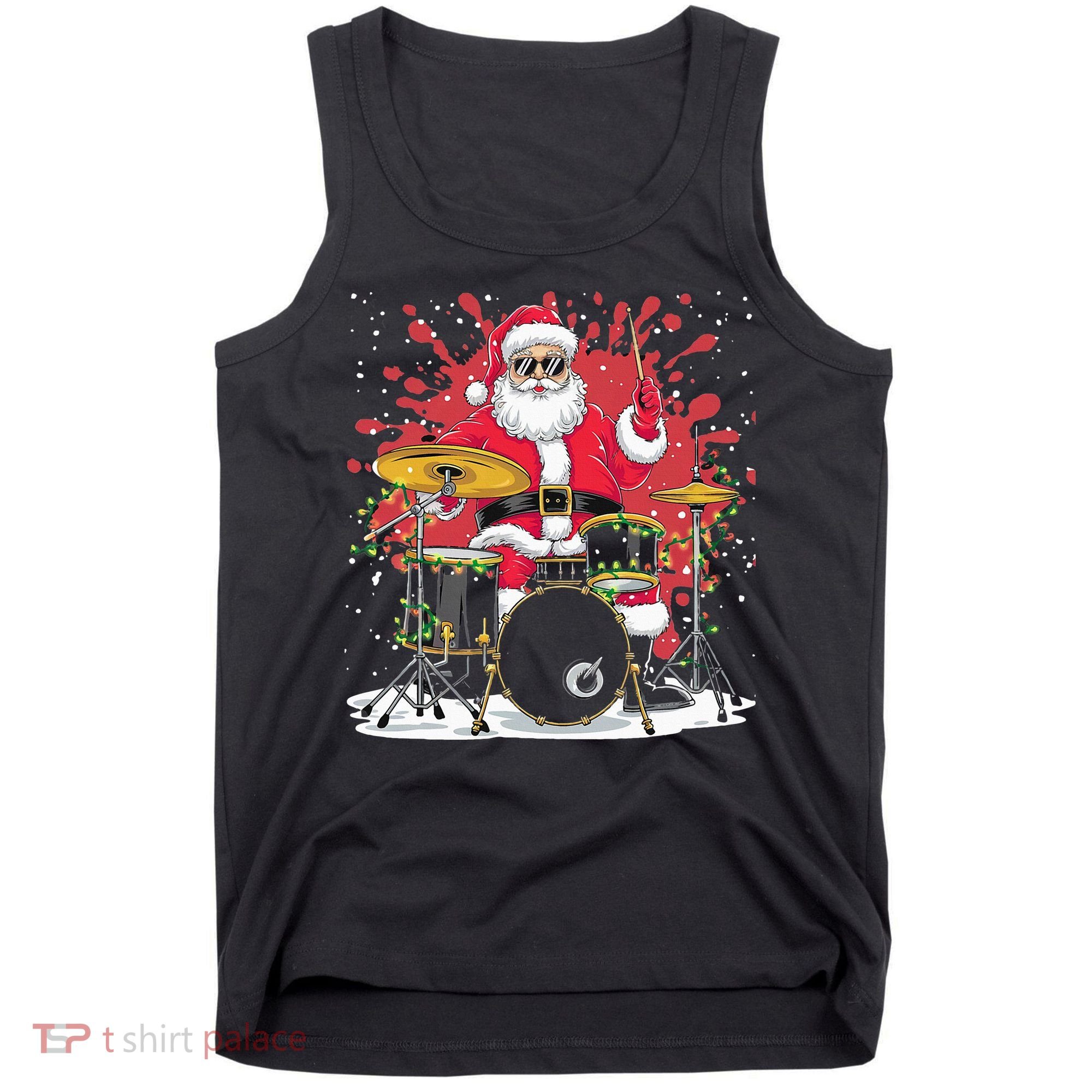 Christmas Drummer Funny Santa Claus On Drums For Music Lover Tank Top
