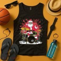 Christmas Drummer Funny Santa Claus On Drums For Music Lover Tank Top thumb 4