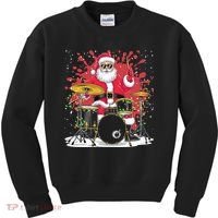 Christmas Drummer Funny Santa Claus On Drums For Music Lover Kids Sweatshirt thumb 0