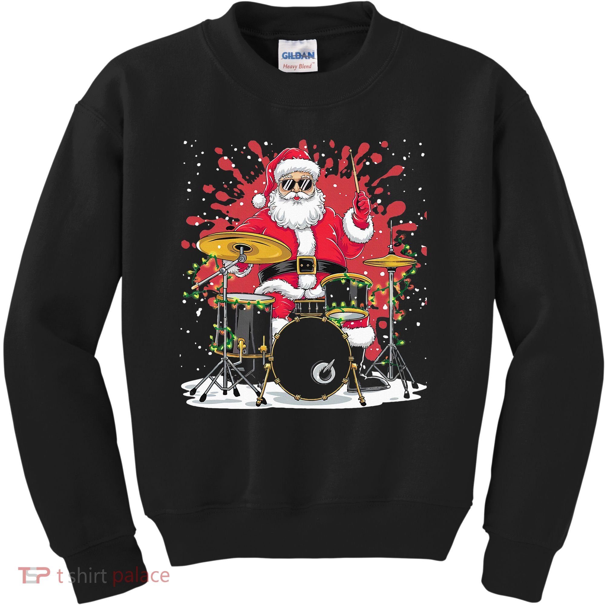 Christmas Drummer Funny Santa Claus On Drums For Music Lover Kids Sweatshirt